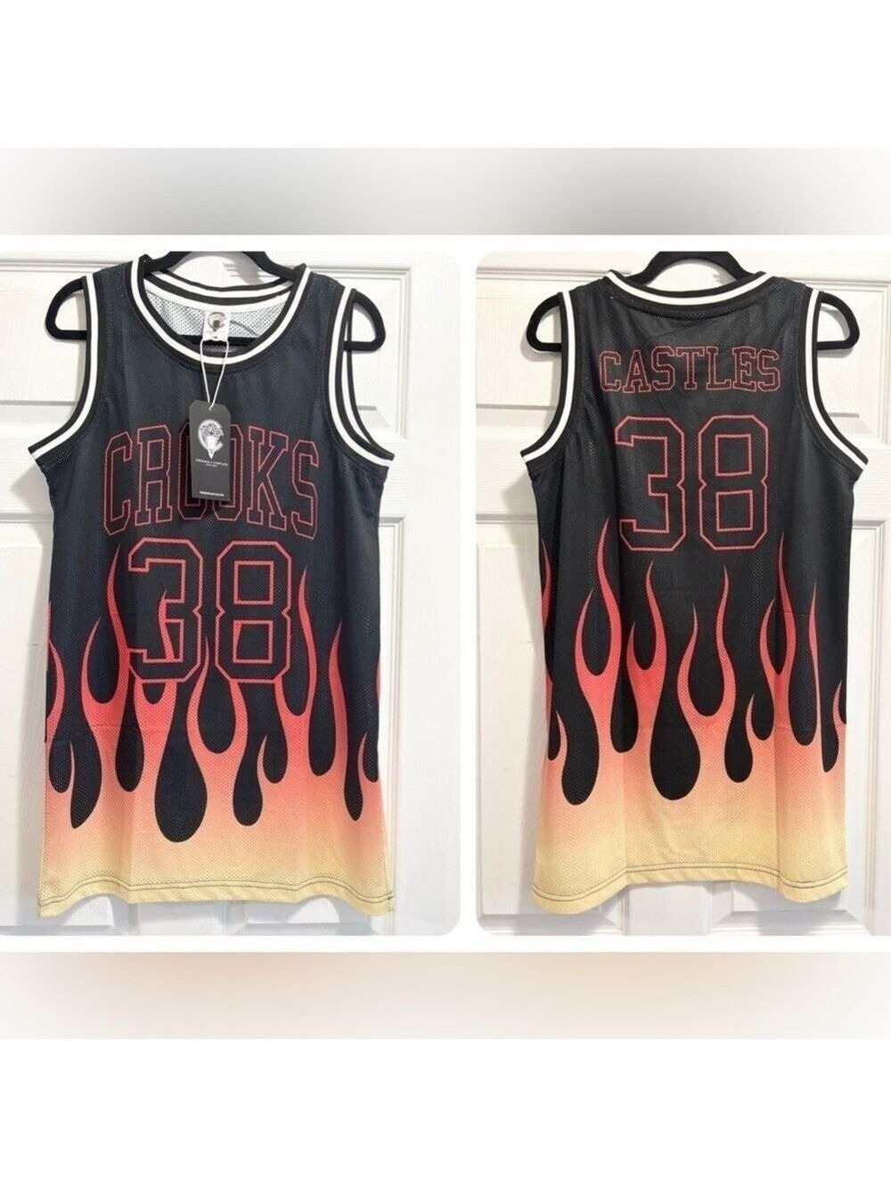 Crooks And Castles Flames NWT Basketball Jersey Tank Top Men's Medium Brand New